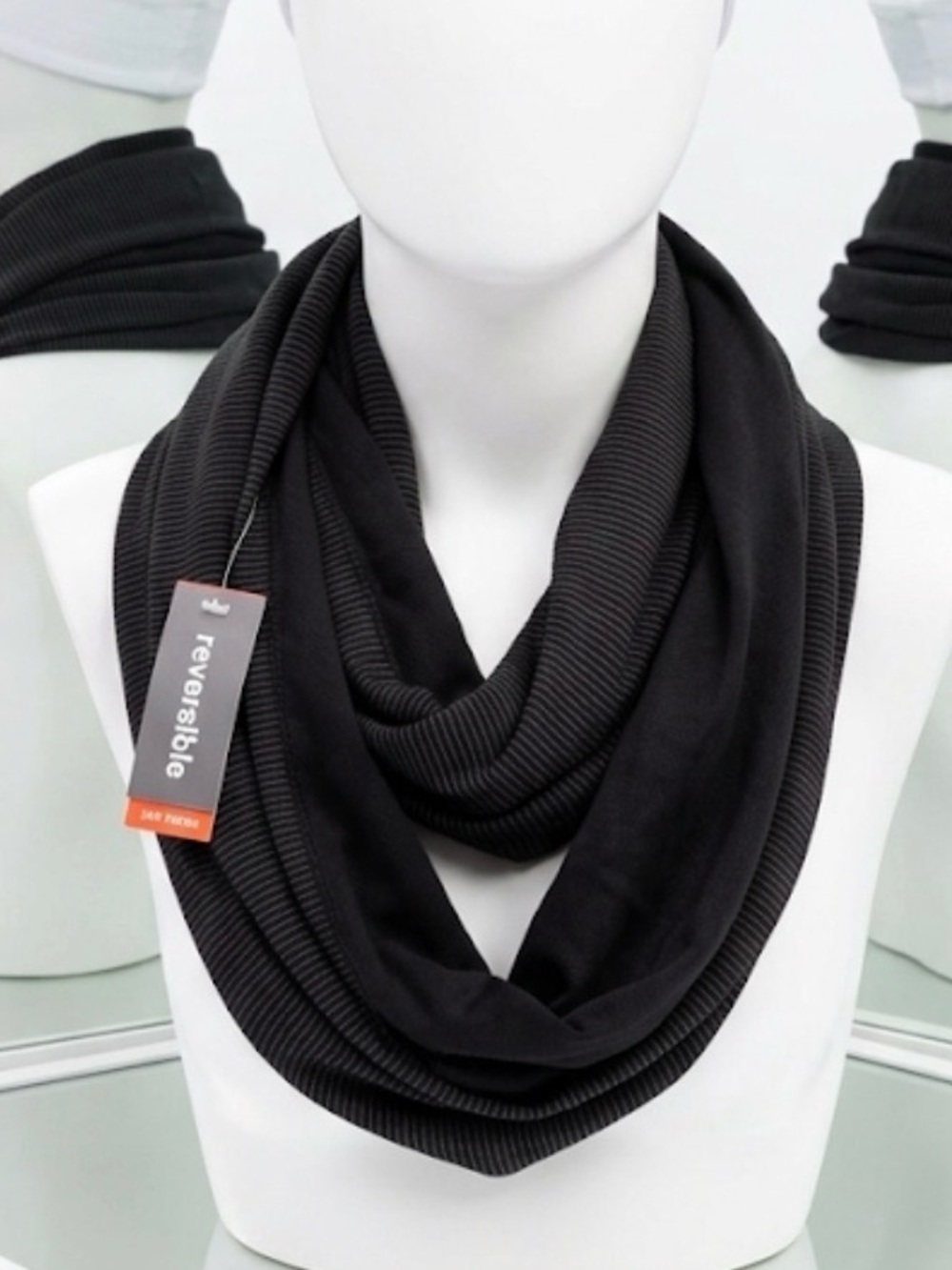 Premium Reversible Black Infinity Scarf